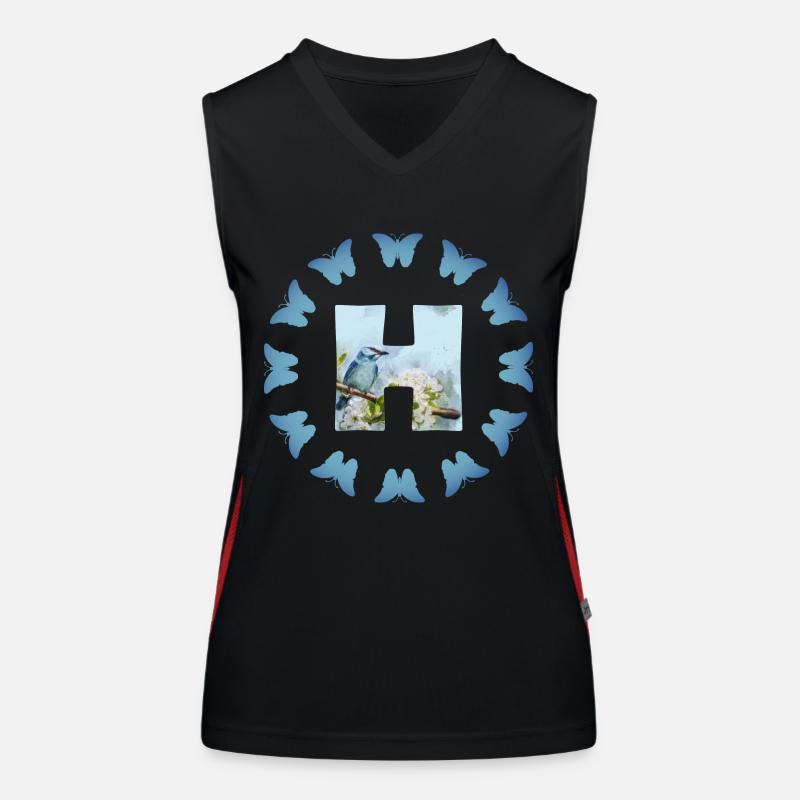 blüten blauer vogel h Funktionelles Kontrast-Tank Top für Frauen