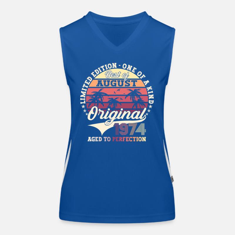 49th Birthday Man Original August Vintage 1974 Women's Functional Contrast Tank Top