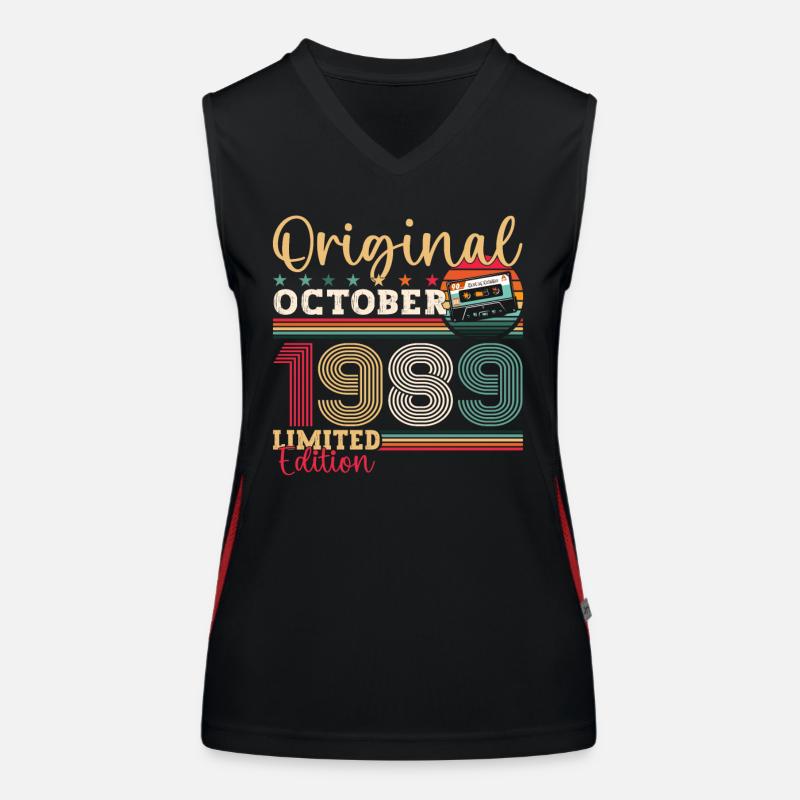 34e anniversaire octobre millésime 1989 cassette Débardeur respirant contrasté Femme