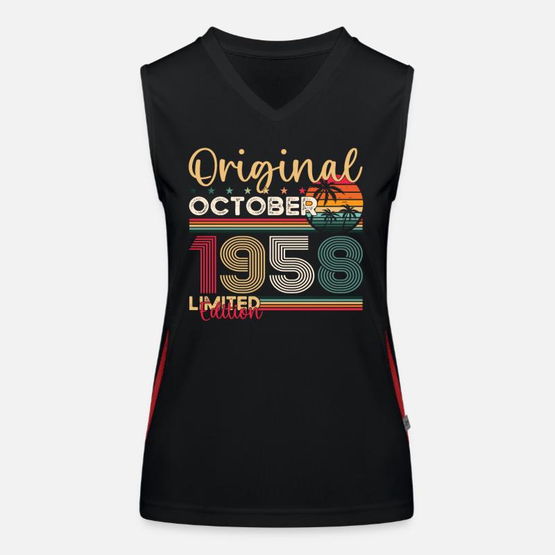 65e anniversaire mari Original Octobre Millésime 1958 Débardeur respirant contrasté Femme