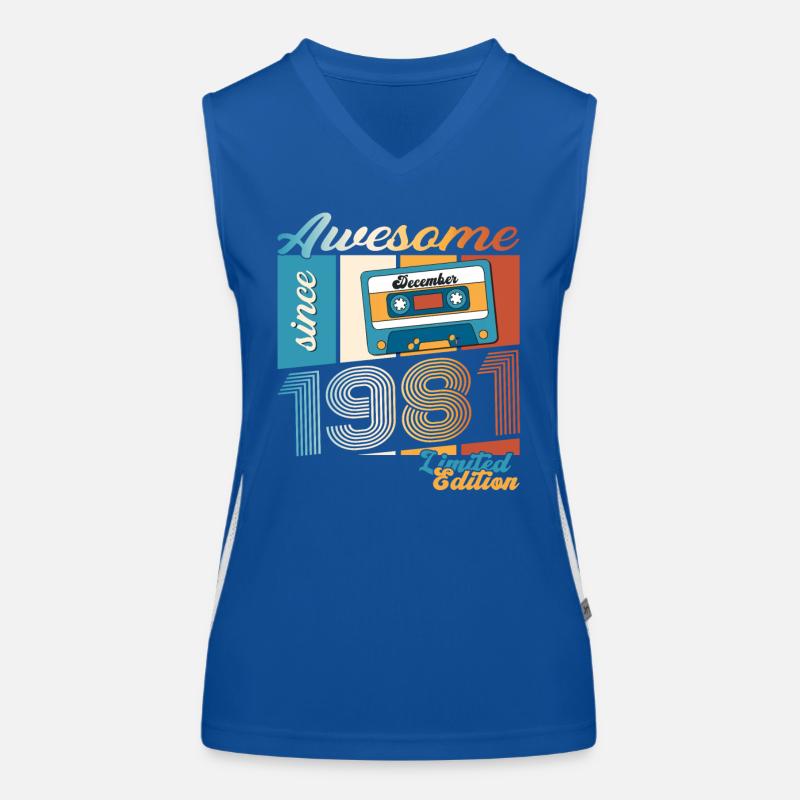 42e anniversaire Cassette décembre Vintage 1981 Débardeur respirant contrasté Femme