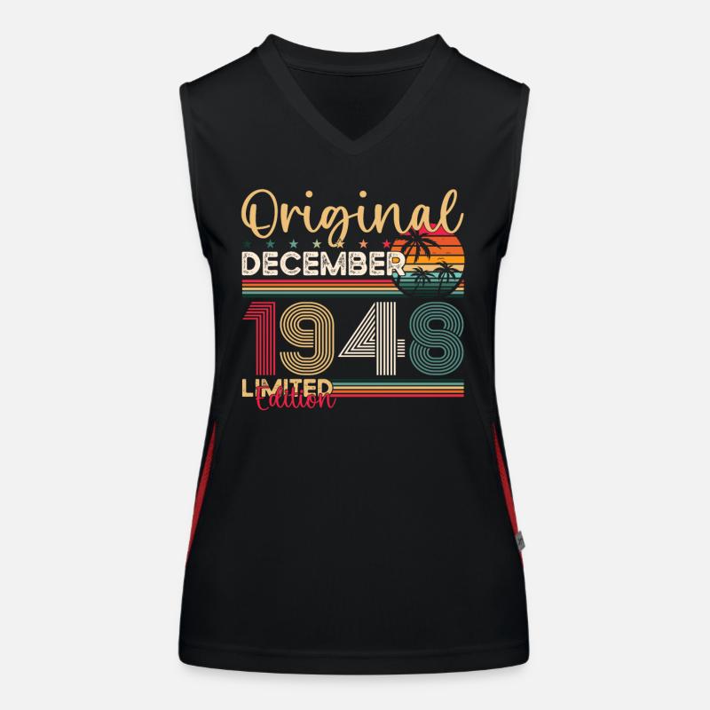 75. Geburtstag Original Dezember Jahrgang 1948 Funktionelles Kontrast-Tank Top für Frauen