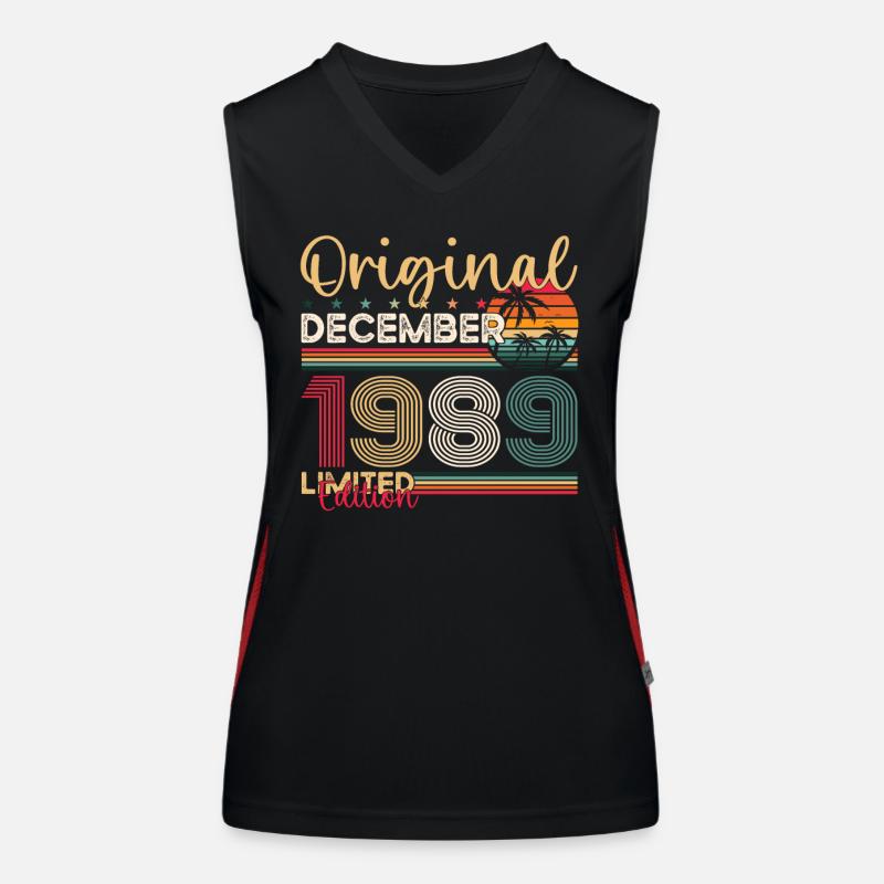 34th Birthday Original December Born 1989 Women's Functional Contrast Tank Top