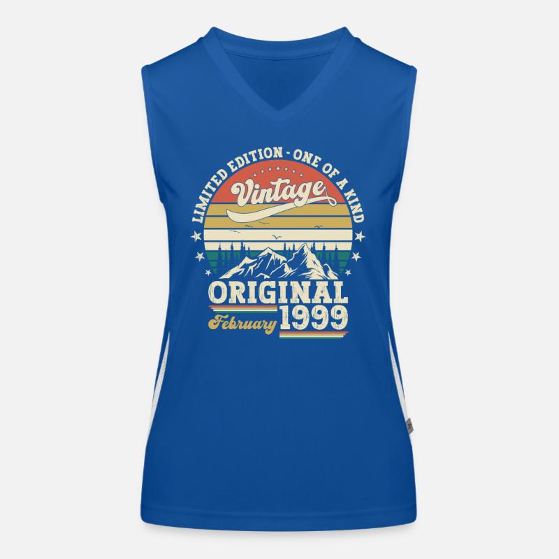25th Birthday Original February Year 1999 Women's Functional Contrast Tank Top