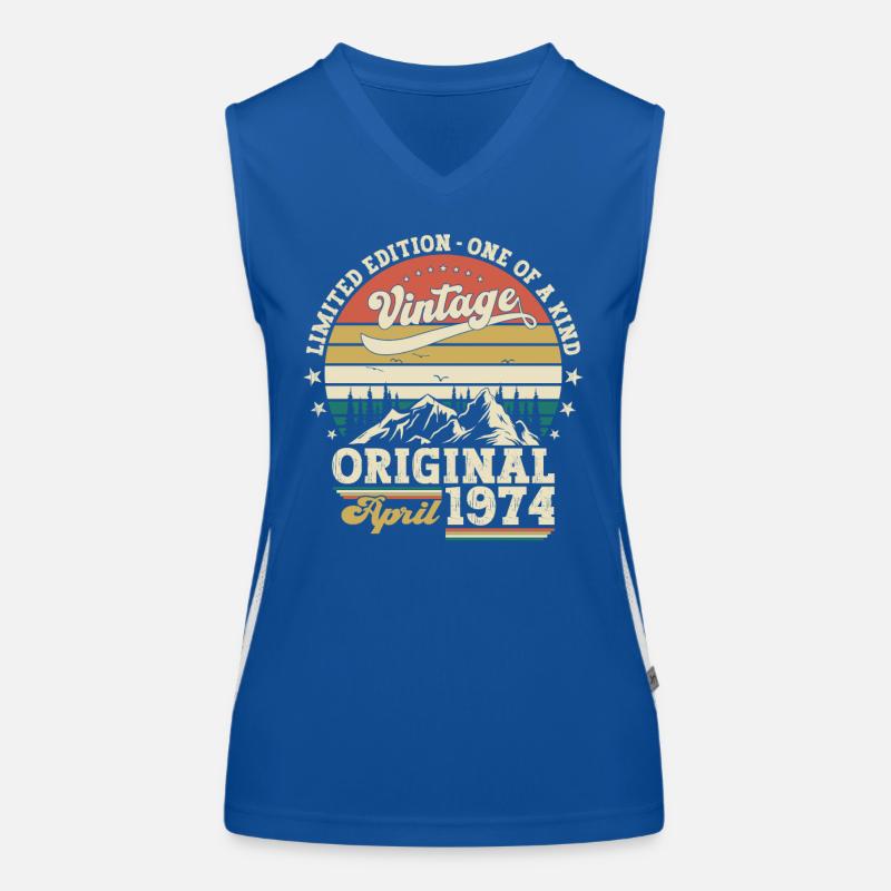 50th Birthday Husband Original April Vintage 1974 Women's Functional Contrast Tank Top
