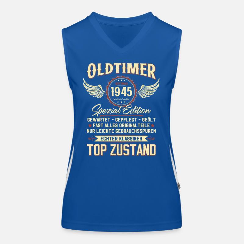 80. Geburtstag September Oldtimer 1945 Jahrgang Funktionelles Kontrast-Tank Top für Frauen