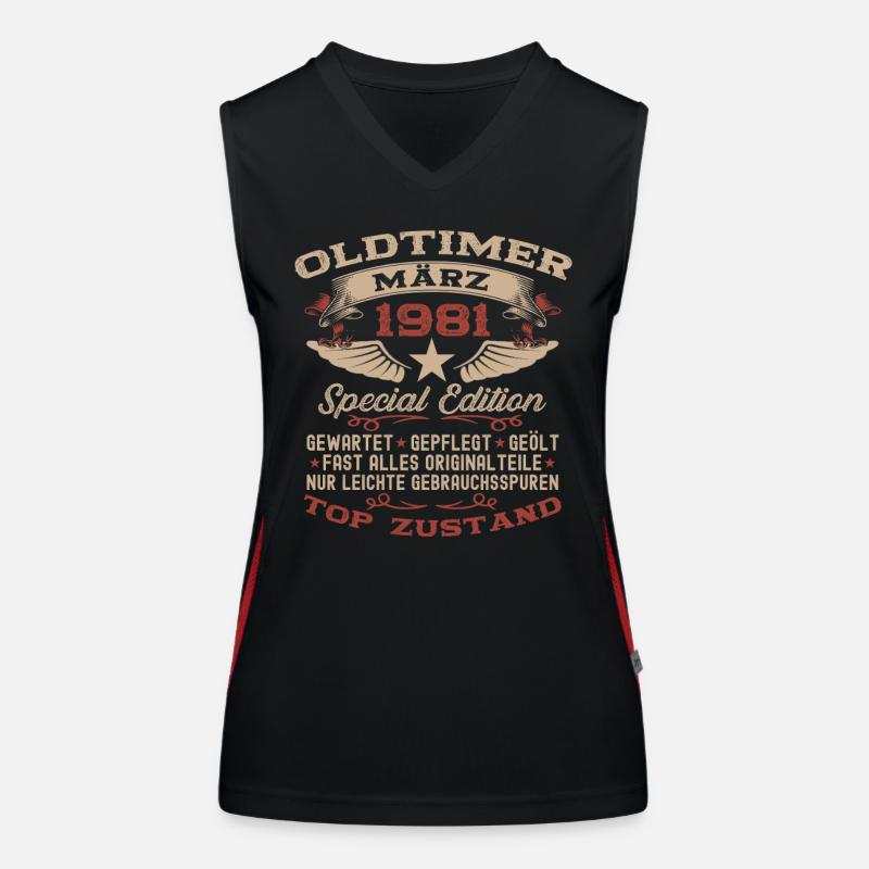44. Geburtstag Oldtimer März Jahrgang 1981 Funktionelles Kontrast-Tank Top für Frauen