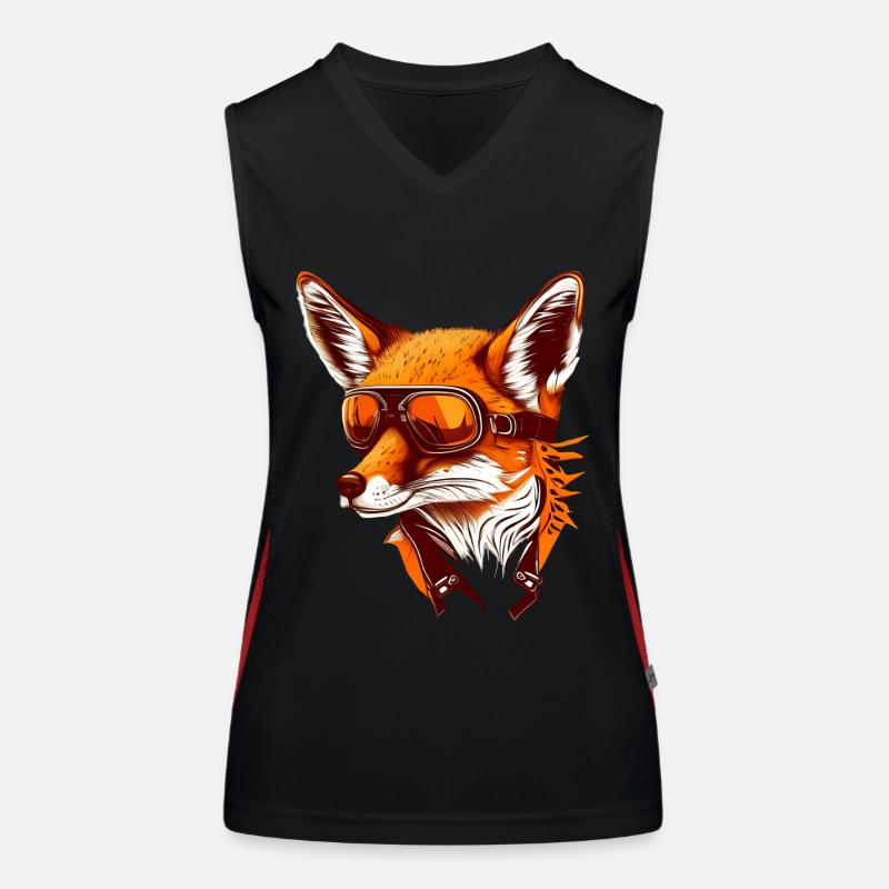 Fox with aviator goggles Women's Functional Contrast Tank Top