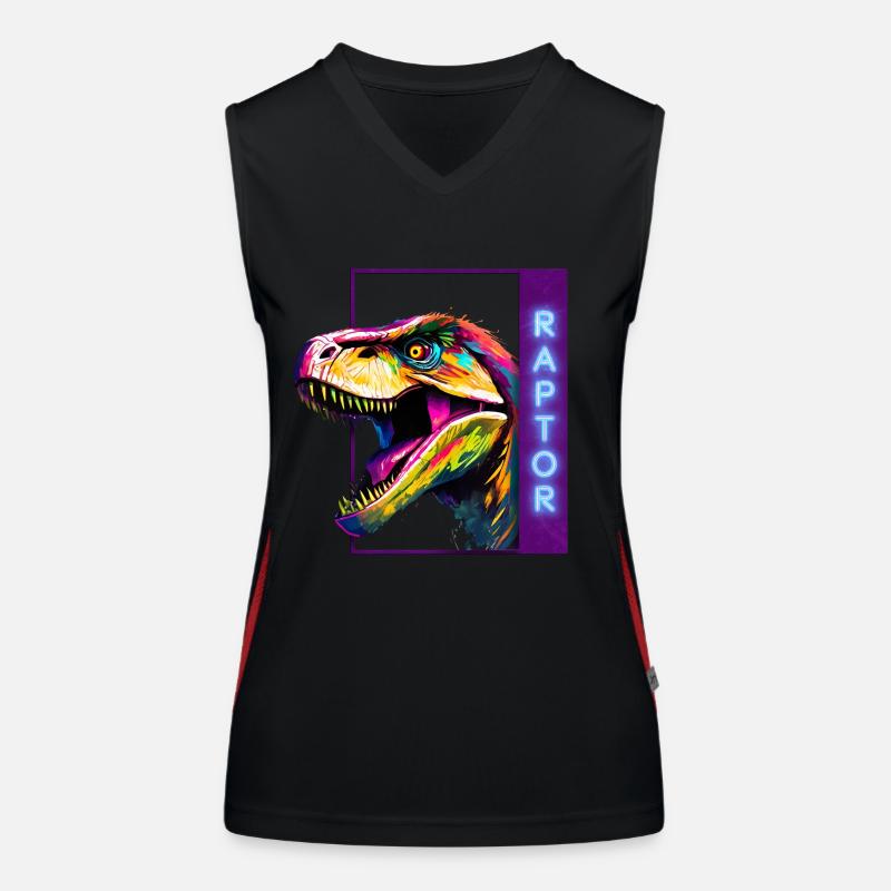Neon Raptor - Vélociraptor multicolore Débardeur respirant contrasté Femme