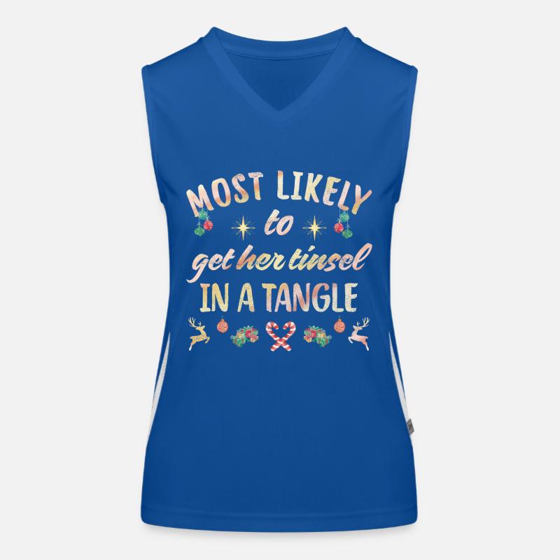 most likely to her tinsel in a tangle Funktionelles Kontrast-Tank Top für Frauen