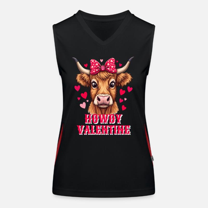 La Saint-Valentin Amour Scottish Highland Cattle Moo Débardeur respirant contrasté Femme
