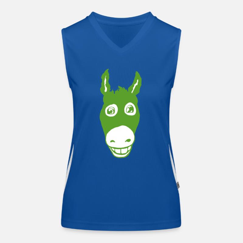 Lächelnder Esel grün Funktionelles Kontrast-Tank Top für Frauen