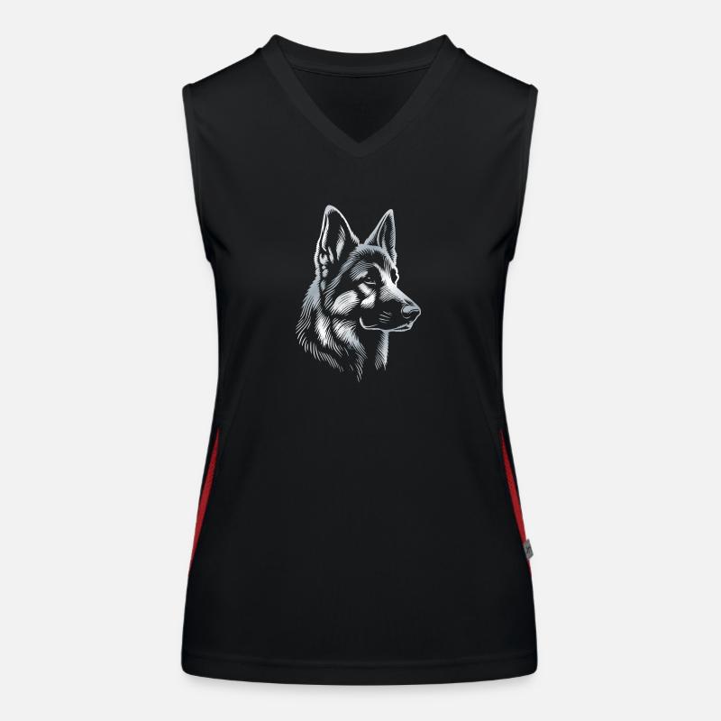 Deutscher Schäferhund Kopf silber Funktionelles Kontrast-Tank Top für Frauen