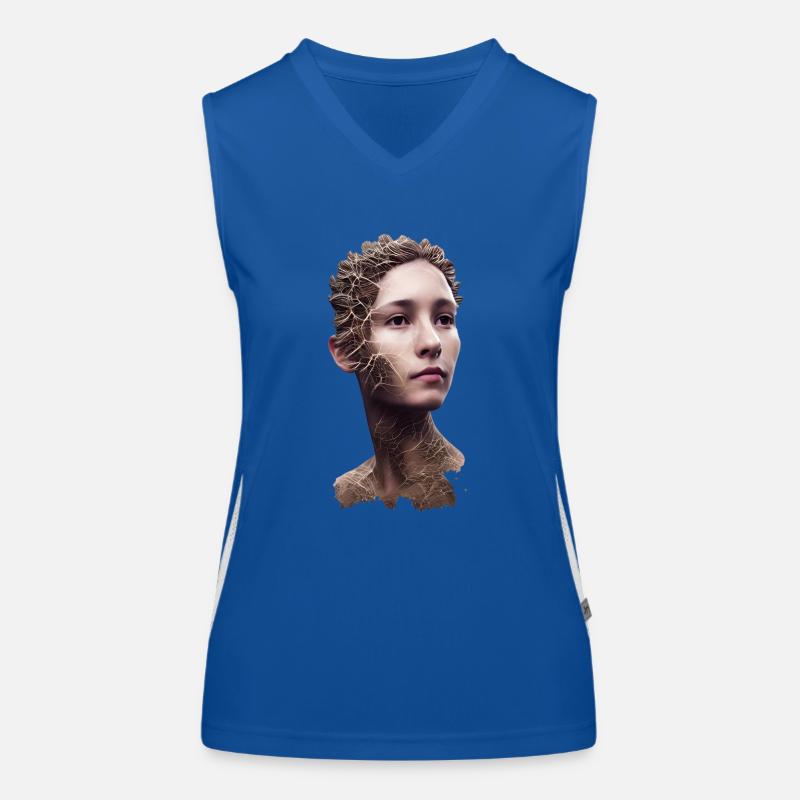 Porträt einer bellenden Frau Funktionelles Kontrast-Tank Top für Frauen