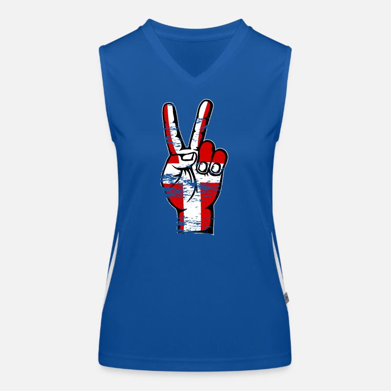Denmark Flag Peace Victory Symbol used Women's Functional Contrast Tank Top