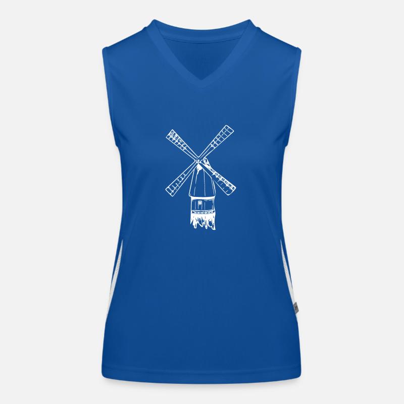 Vintage nostalgic windmill Women's Functional Contrast Tank Top