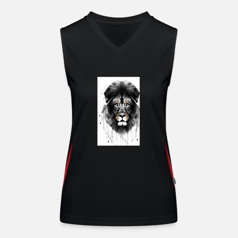 Lion Black and White Women's Functional Contrast Tank Top