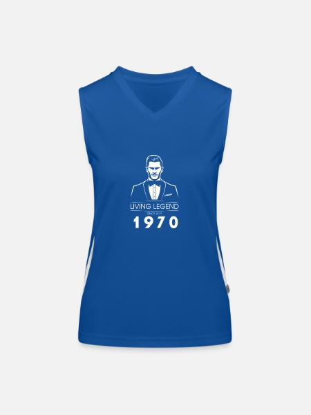 55th Birthday Living Legend (GENT) since 07/1970 - Women's Functional Contrast Tank Top - royal/white - Front