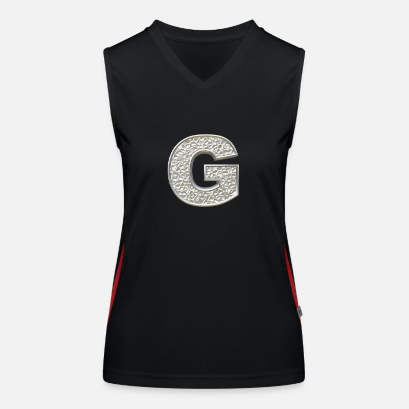 G, lettre, lettre G, initiale, initiale G, monogramme, Débardeur respirant contrasté Femme