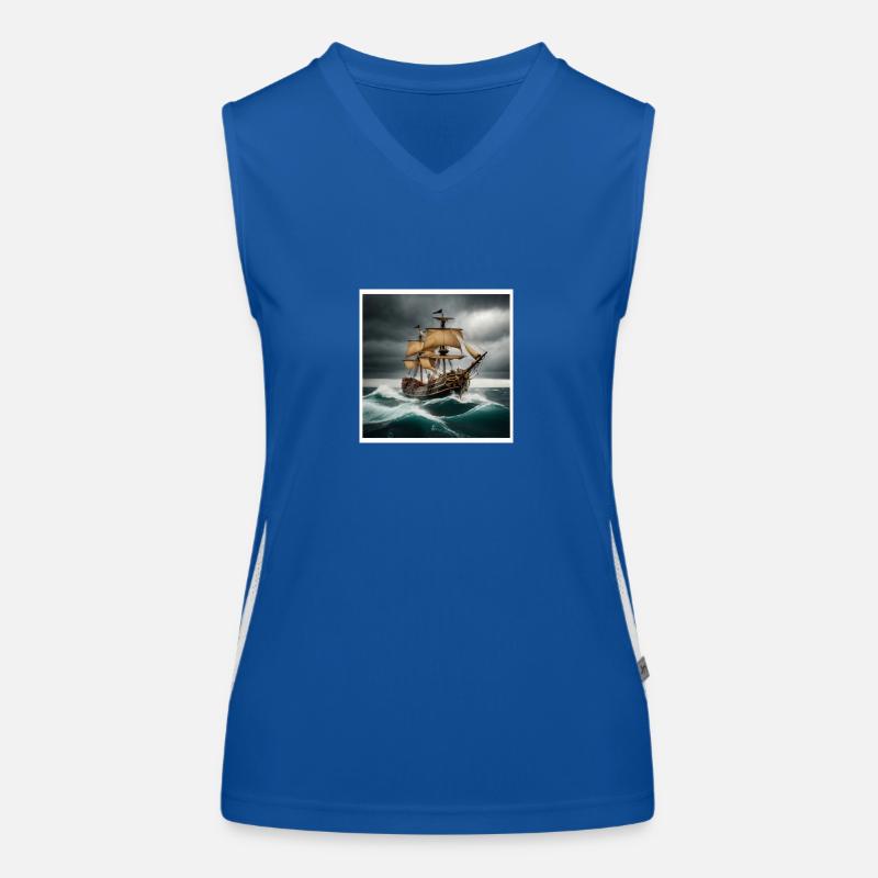Piratenschiff in Sturm Funktionelles Kontrast-Tank Top für Frauen