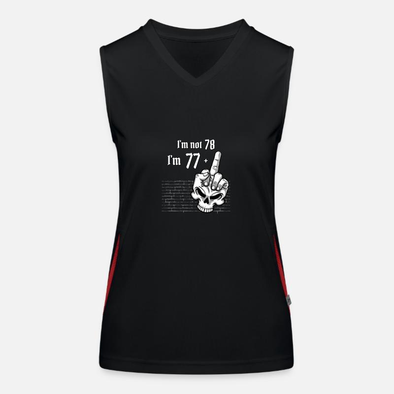 Ich bin nicht 78, ich bin 77 plus 1 Mittelfingerschädel Funktionelles Kontrast-Tank Top für Frauen