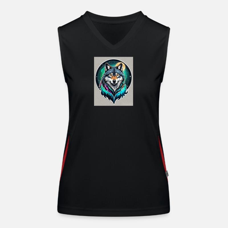 Aurora-Wolf im Mondlicht Funktionelles Kontrast-Tank Top für Frauen
