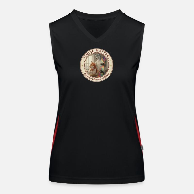 Fursona Timing Matters - Women's Functional Contrast Tank Top - black/red