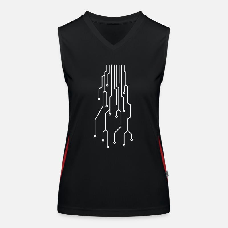 Futuristic computer circuit board Women's Functional Contrast Tank Top