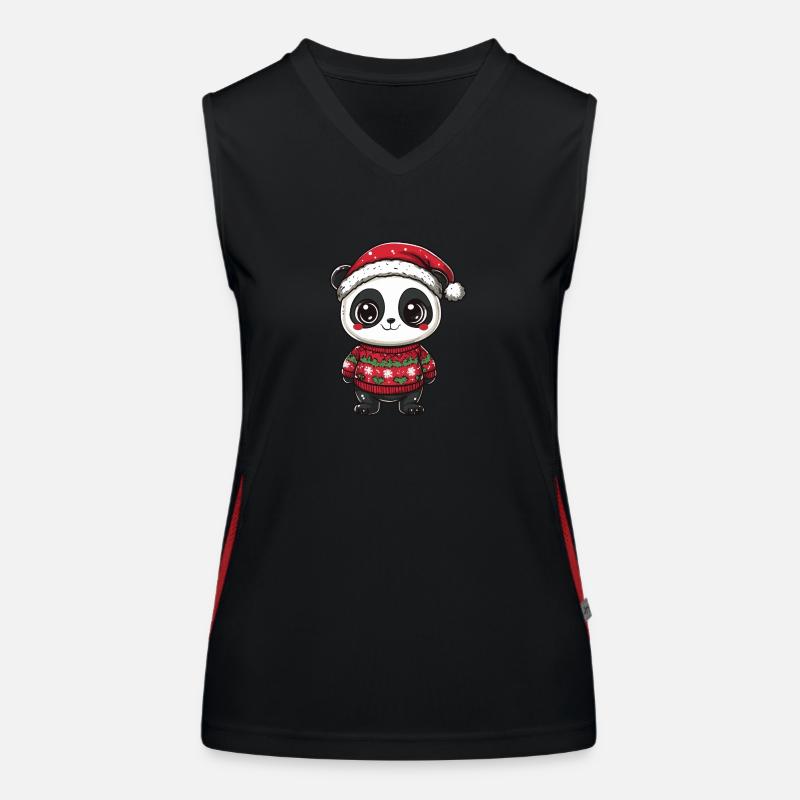 Panda Christmas Comic Women's Functional Contrast Tank Top