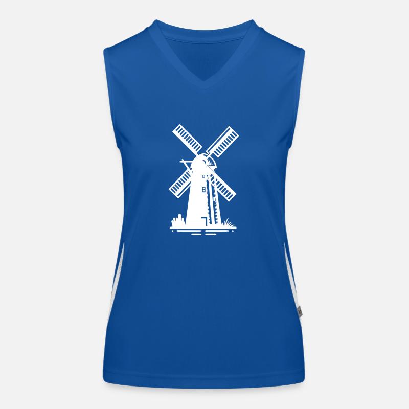 Dutch Grain Windmill for Wheat Flour Women's Functional Contrast Tank Top