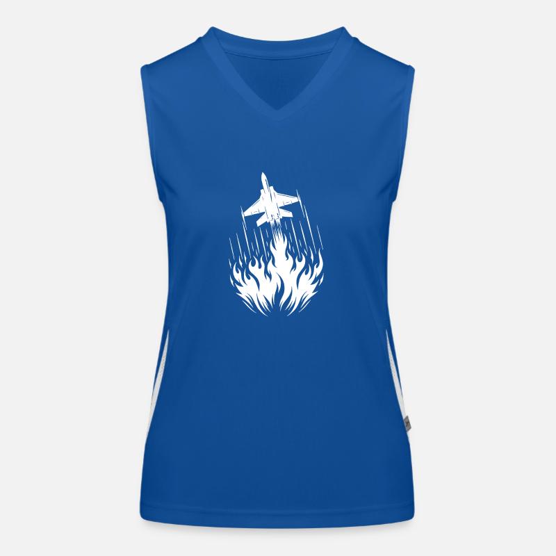Fighter Jet Model Airplane Fire Flames Flight Women's Functional Contrast Tank Top