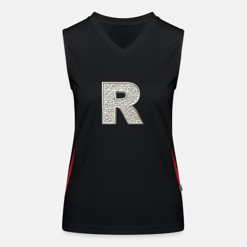 R, lettre, lettre R, initiale, initiale R, monogramme, Débardeur respirant contrasté Femme