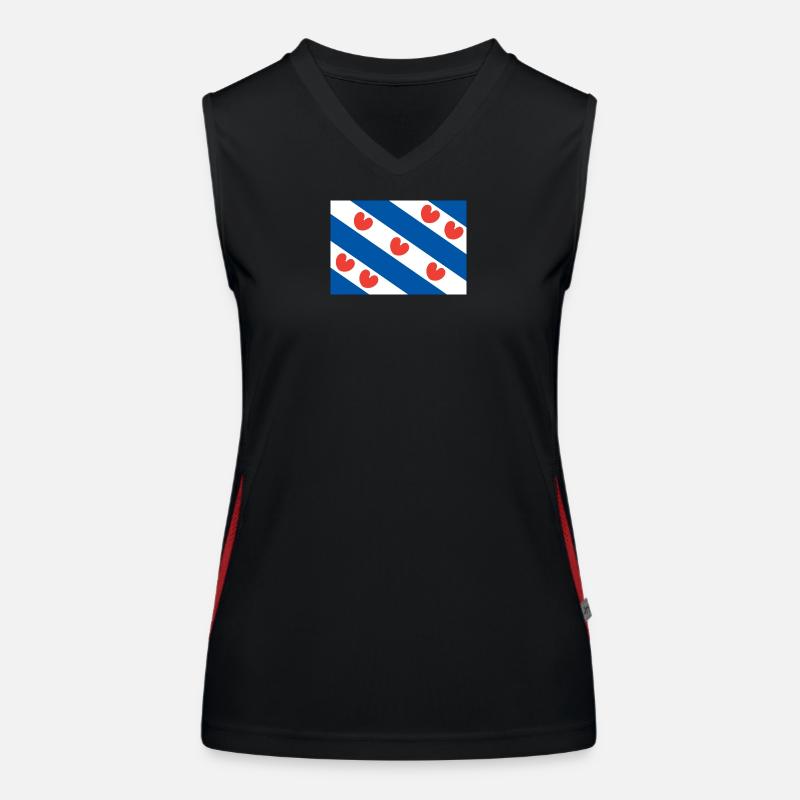 Friesische Flagge Funktionelles Kontrast-Tank Top für Frauen