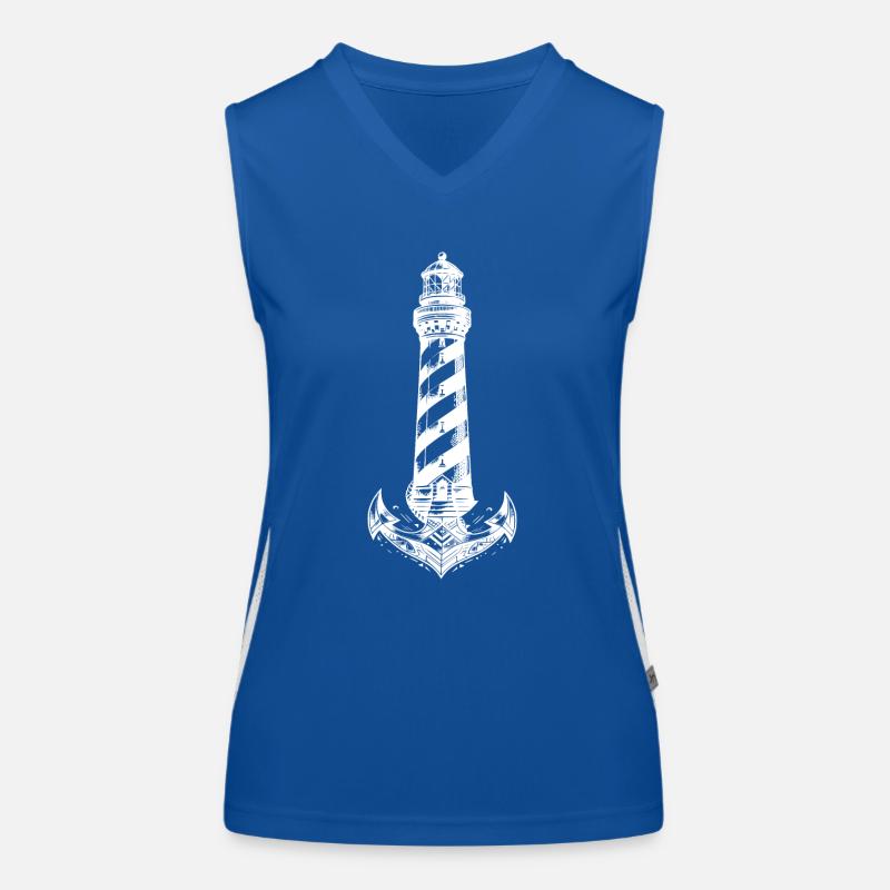Conception d’ancre de phare côtier à rayures obliques Débardeur respirant contrasté Femme