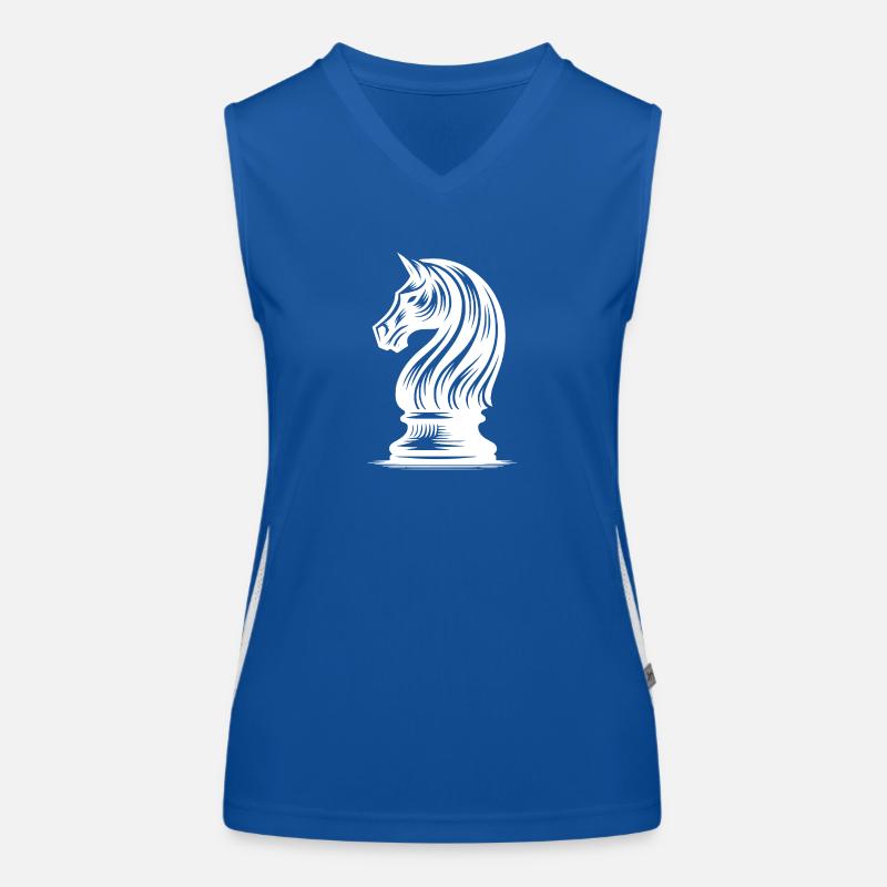 Schachfigur Pferd Springer Tattoo Zeichnung Funktionelles Kontrast-Tank Top für Frauen