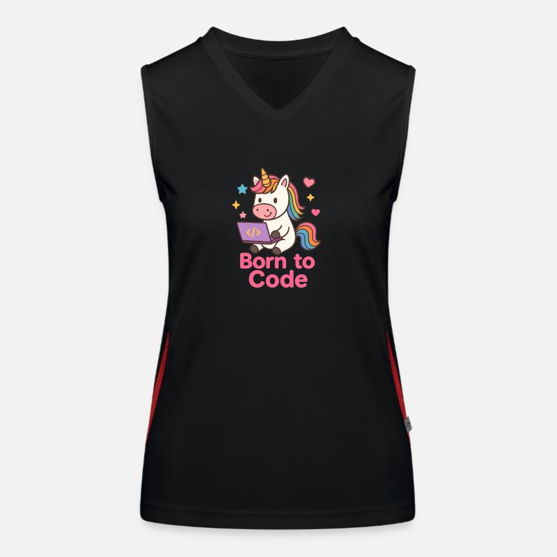 programmierendes Einhorn Funktionelles Kontrast-Tank Top für Frauen