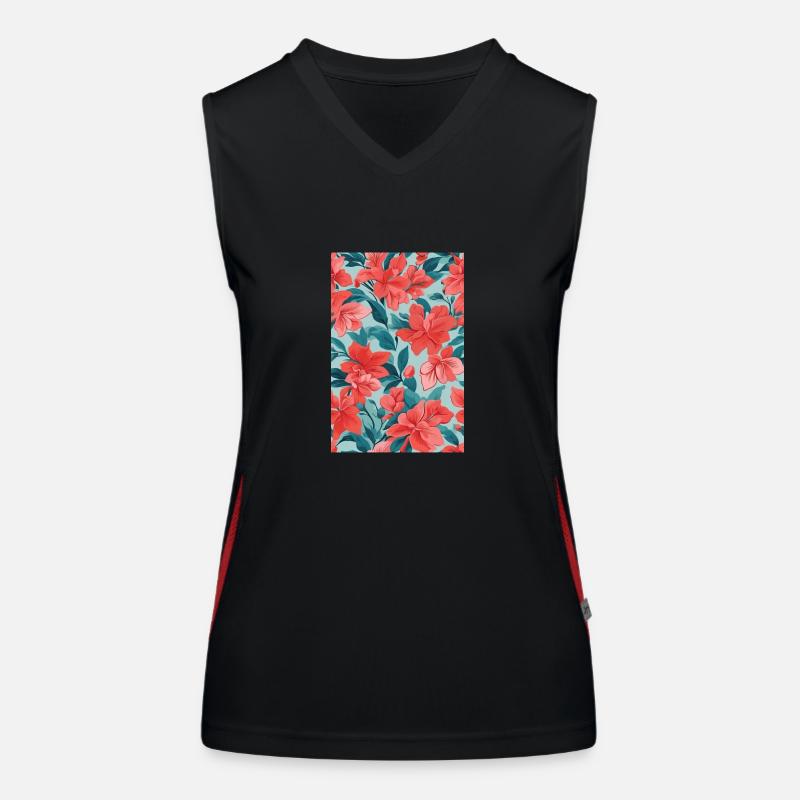 Red Flowers Women's Functional Contrast Tank Top