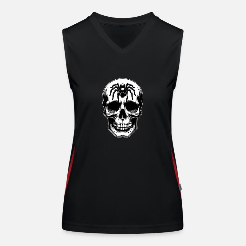 Skull with large spider on the forehead Women's Functional Contrast Tank Top