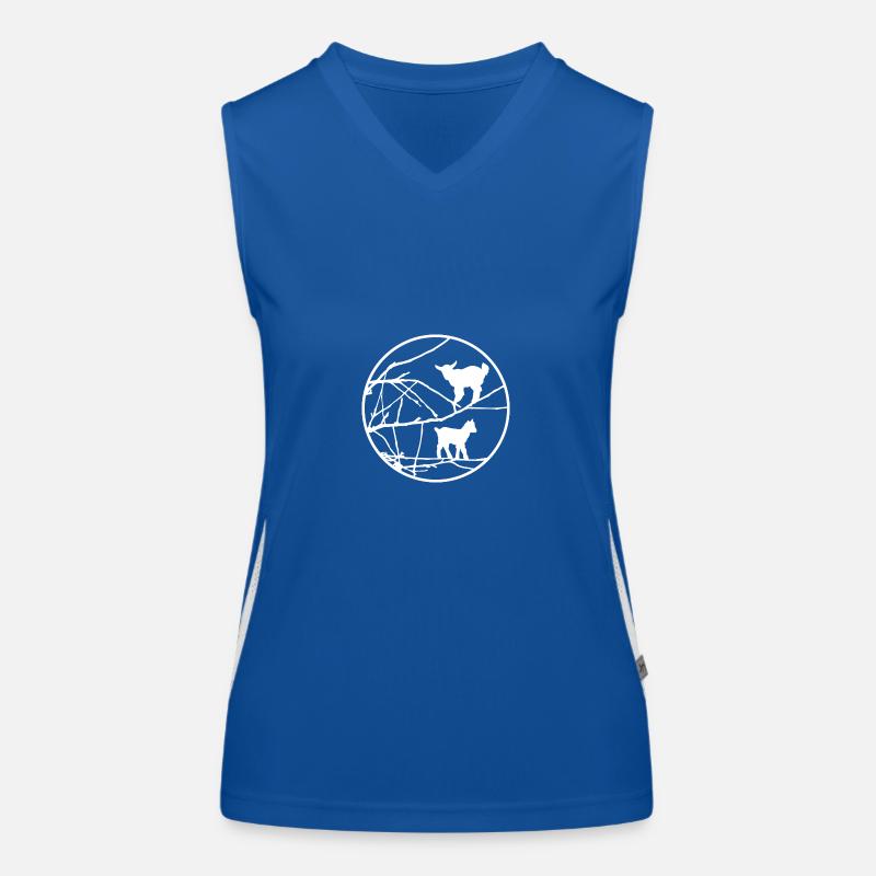 Small goat lambs as silhouettes in the tree Women's Functional Contrast Tank Top
