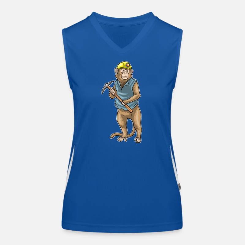 Affe Bergarbeiter Spitzhacke Bergbau Funktionelles Kontrast-Tank Top für Frauen
