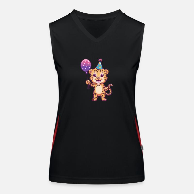 Leopard Geburtstag Comic Funktionelles Kontrast-Tank Top für Frauen
