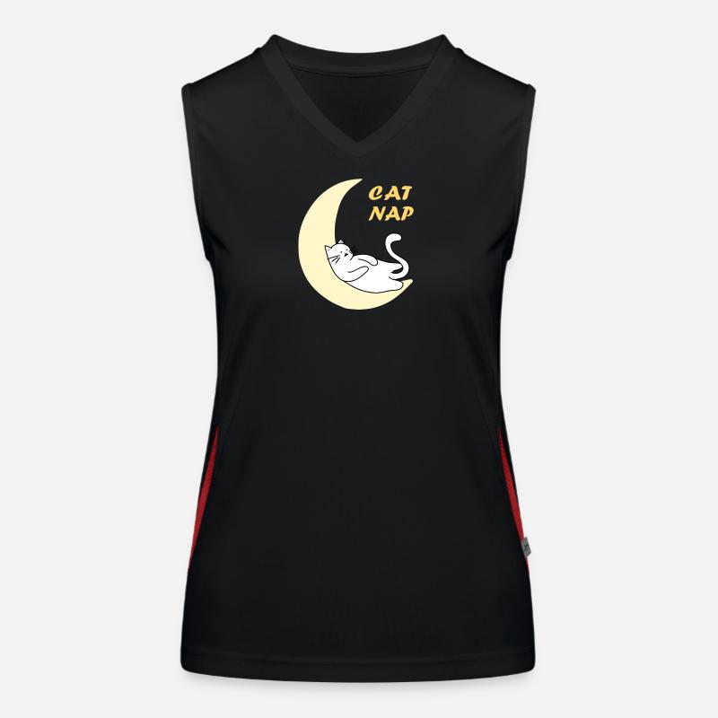 Sieste de chat sur la lune Débardeur respirant contrasté Femme