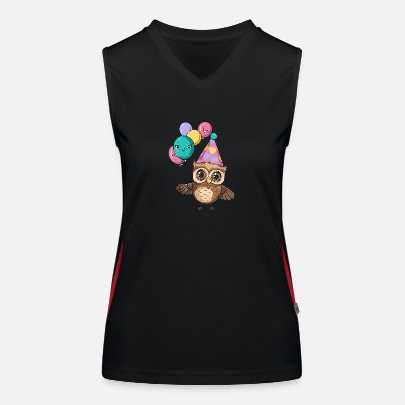 Eule Geburtstag Comic Funktionelles Kontrast-Tank Top für Frauen