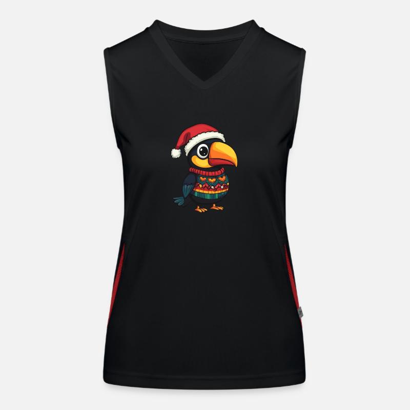 Toucan Bird Christmas Comic Women's Functional Contrast Tank Top