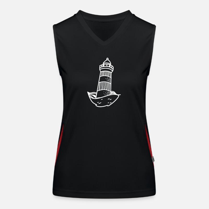 Leuchtturm Ozean Wellen Funktionelles Kontrast-Tank Top für Frauen