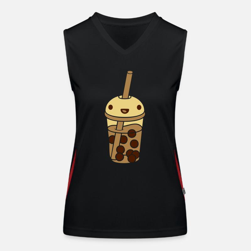 Anime Gesicht Bubble Tea Funktionelles Kontrast-Tank Top für Frauen