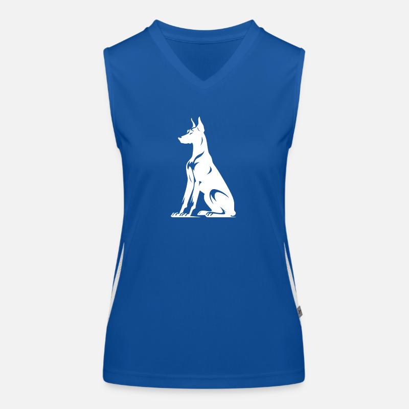 Stylized Doberman Dogs Silhouette Women's Functional Contrast Tank Top