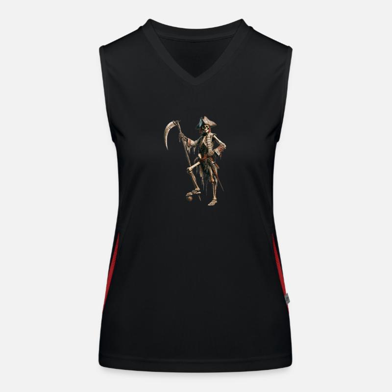 Knochenpirat mit Sense Funktionelles Kontrast-Tank Top für Frauen