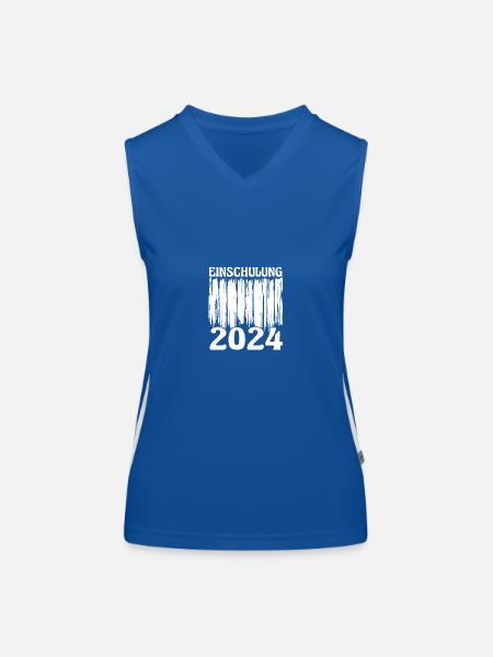 Inscription de la rentrée scolaire des écoliers de 1ère année - Débardeur respirant contrasté Femme - bleu/blanc - Devant