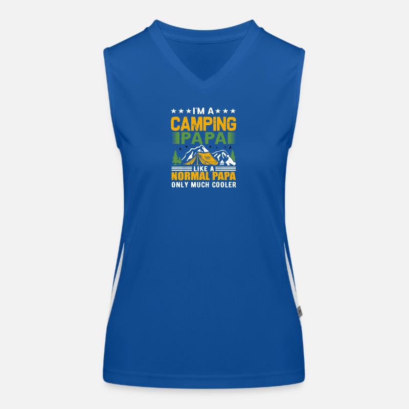 Männer im ein Camping Papa wie ein normaler viel cooler Funktionelles Kontrast-Tank Top für Frauen